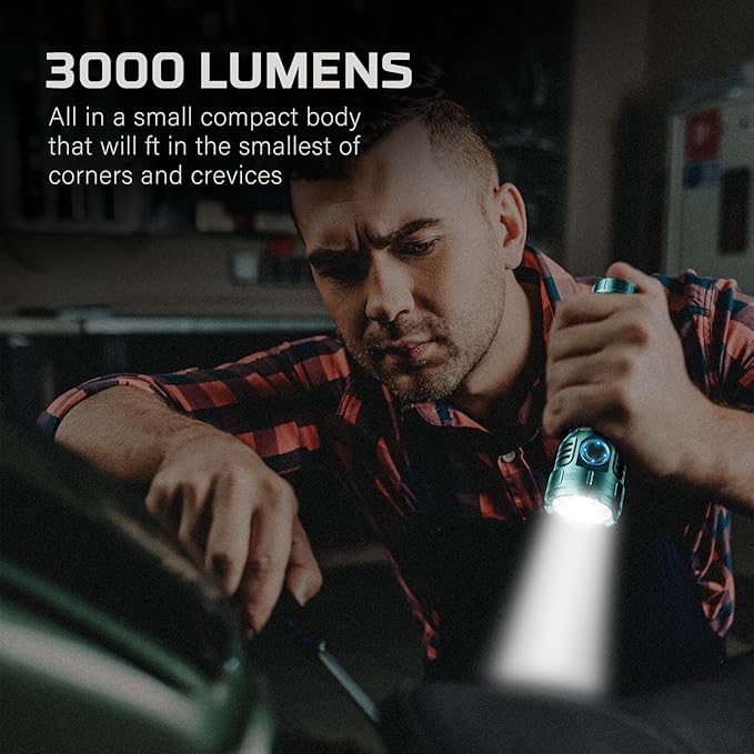 FZH 3000 Lumens Rechargeable Small Flashlight, Mini Tactical LED Flash Light Super Bright Pocket EDC Torch 7 Modes USB C for Home Outdoors, Emergency, Work
