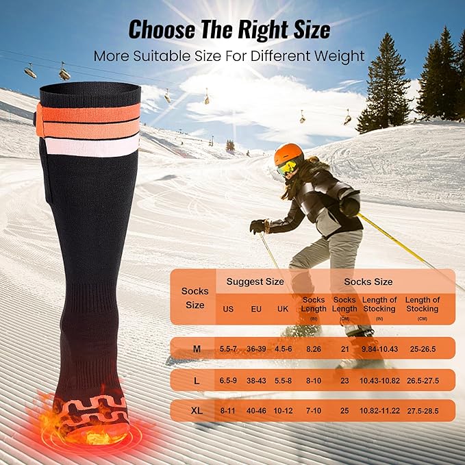 2024 Upgraded Heated Socks for Men Women,7.4V 22.2WH 6000mAh Rechargeable Battery,10H Heating & Full Sole Heating & 3 -Level Temperature Control for Fishing,Skiing, Riding,Camping,Hunting