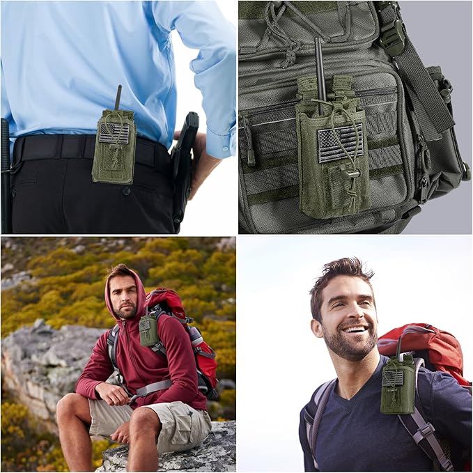 FRTKK Tactical Radio Holder Radio Holster Molle Radio Pouch Universal Radio Case Military Heavy Duty Radio Bag for Police Firefighter Two Ways Walkie Talkies Vest