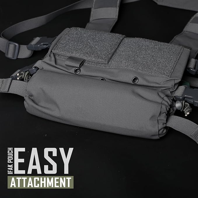 WYNEX Tactical First Aid Drop Dump Pouch, Medical Trauma Roll Up Drop Pouch EMT IFAK Sub Abdominal Carrying Bag with Hook-N-Loop for Chest Rig Vest