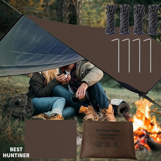 Heavy Duty Survival Blanket -Multifunctional Reflective Tarp Thermal Blanket - 60" x 83" Waterproof Sandproof for Camping Hiking Outdoors Multifunctional Emergency Blanket