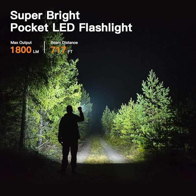 Wurkkos Flashlight WK03-1800 High Lumen Flashlight,SST-40 LED 90CRI 217M 6000K IP68 Waterproof LED Flashlight with Diffuser,EDC Pocket Flashlights 5 Modes for Camping,Home,Emergencies