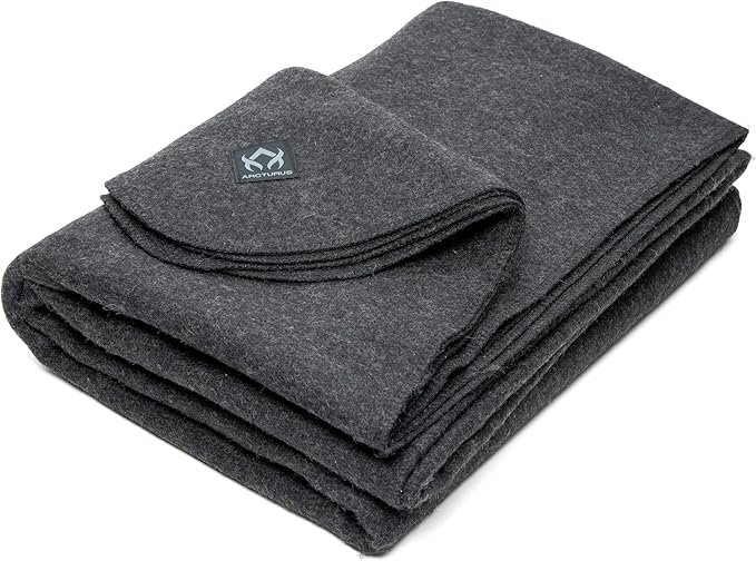 Arcturus Military Wool Blanket - Warm, Thick, Washable - Great for Outdoors, Camping, Stadium Blanket, Picnics, Travel - Car & Bushcraft Survival Kits, Large 64in x 88in 4.5 lb