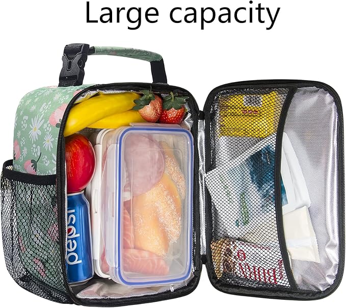 Hap Tim Insulated Lunch Bag Women, Reusable Lunch Box for Women & Men, Adluts Lunchbox for Office Work, Portable Lunchbag, Green Floral(18654-GF)