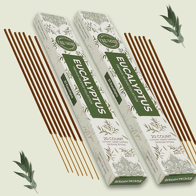 Eucalyptus Incense Sticks - Total 40 Insence-Sticks - Dual Pack of 20 Insense - Inciensos - Inscents - Natural Non Toxic Ingredients - Incents - Incence - Inscense - Insents