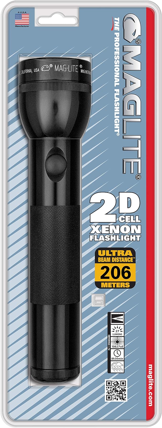 Maglite Heavy-Duty Incandescent 2-Cell D Flashlight, Black