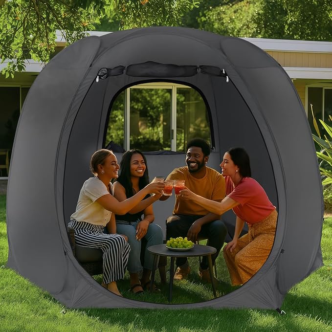 10'x10'Pop Up Outdoor Camping Tent Canopy Sun Shade Gazebo Screen Tent All Season Sun Shelter Patio Screen House Room, Privacy Room with 2 Layers Door (Mosquito Net & Fabric) Water&UV Resistant