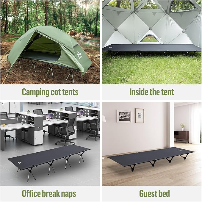 Night Cat Camping Cot Bed - Portable Folding Sleeping Cots for Adults 1-Person Outdoor Elevated Off-Ground Beds Easy Set-up Army Sleeping Bed 87"x28"