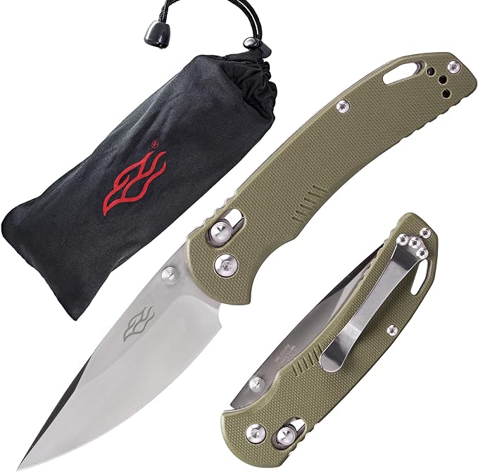 Firebird GANZO F753M1 Pocket Folding Knife Anti-Slip G-10 Handle with Clip 440C Stainless Steel Blade Camping Hunting Gear Fishing Folder Outdoor EDC Knife (Green)