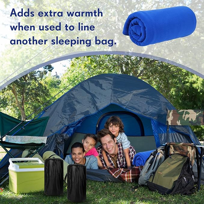 Mixweer 3 Pcs Fleece Sleeping Bag Liner for Adult Warm or Cold Weather 75" Adds 12 Degrees Fahrenheit More Warmth Zippered Camping Blanket Liner with Bag for Adult Travel