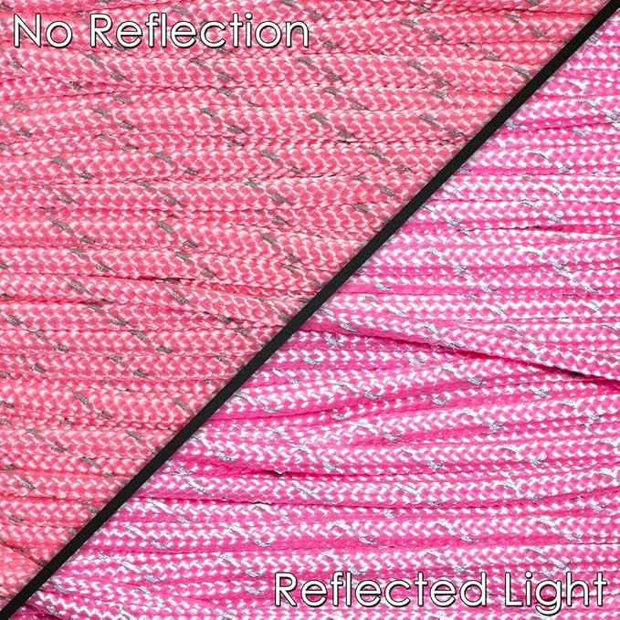 West Coast Paracord – 95 Tensile Strength - 1 Strand Reflective Paracord (100 Feet, Baby Pink)