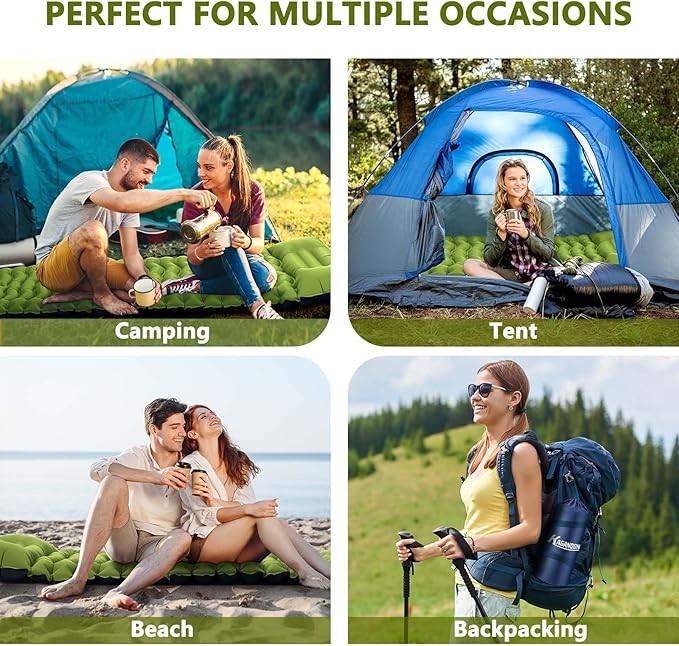 Sleeping Pad for Camping, Ultralight Inflatable Camping Mat with Pillow Built-in Foot Pump Sleeping Pads, Compact & Lightweight Air Mattress for Camping, Backpacking, Hiking