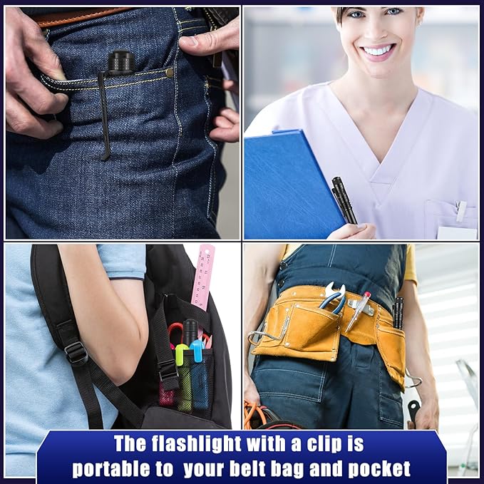 60 Pack Small LED Pen Light Set Mini Handheld Flashlight with Clip LED Pen Tactical Pocket Torch Pen Flashlight for Camping Outdoor Emergency Inspection 3.58 Inches and 5.2 Inches