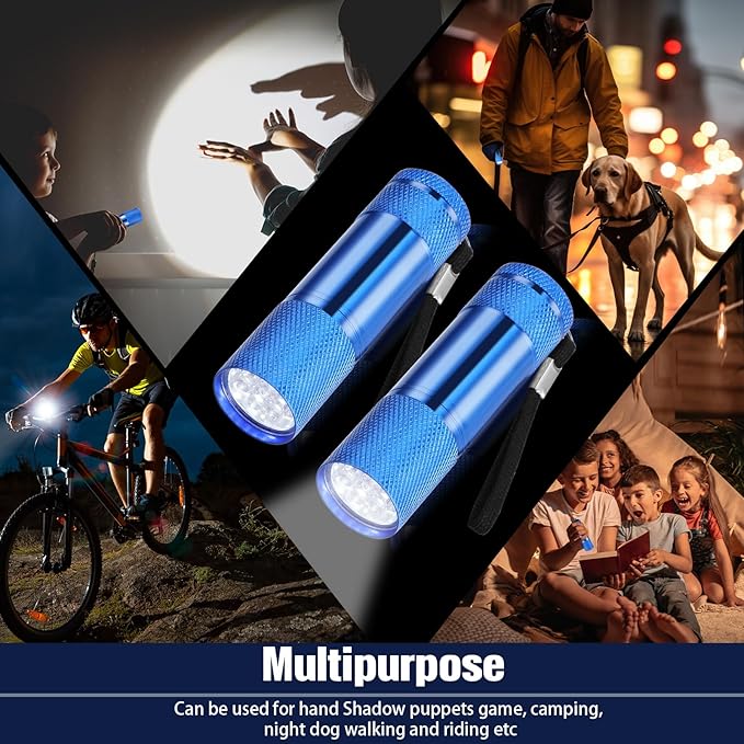 VIHOSE 32 Pcs Mini Flashlights Bulk, Bright Aluminum Handheld Flash Light with Lanyard, Small LED Flashlights for Kids Night Reading Emergency Hurricane Camping Hiking Party Favors(Blue)