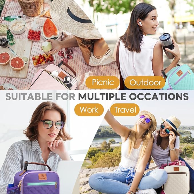 Lunch Box Lunch Bag for Men Women Kids Adults,Insulated Waterproof LunchBox Cooler,Small for Work Office School Travel Picnic-White