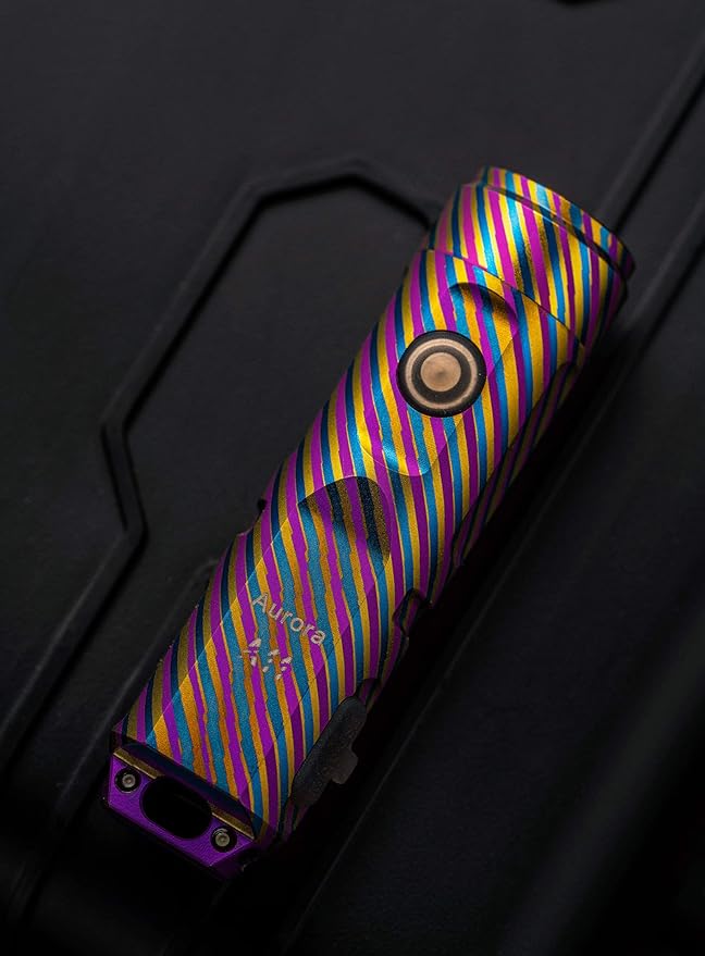 RovyVon A11 Titanium Flashlight High Lumen Rechargeable EDC Keychain Flashlights 650 Lumen 5 Modes Super Bright Water Resistant for Camping, Hiking(Rainbow after the Rain)