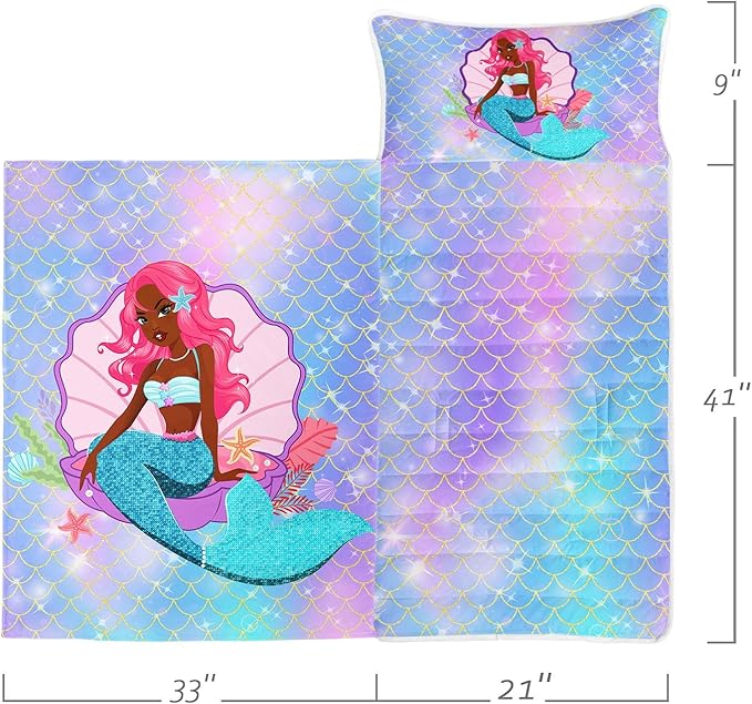 Space Nap Mat - Space Ship Galaxy Sleeping Bag with Removable Pillow - Daycare and Sleepovers Preschool Kindergarten Bedding Set for Kids Toddler Boys Girls