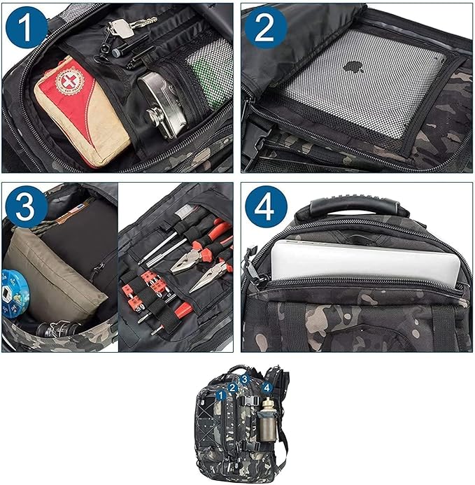 Expandable 40-64L Military Tactical Backpack 3 Day Bag Hiking Gym Sport Camping