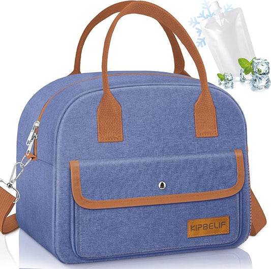 KIPBELIF Cute & Roomy Adult Lunch Box for Women – Stylish Insulated Lunch Bag with Cooling Pack, Shoulder Strap, Multi-Pockets for Work, Picnic, and Travel (Standard Size)