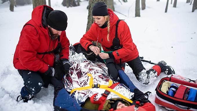 Emergency Mylar Thermal Blankets - 12 Pack | Survival Space Fire Blankets for Outdoor Adventures, Marathons, First Aid | Waterproof & Windproof | Ideal for Camping & Hiking