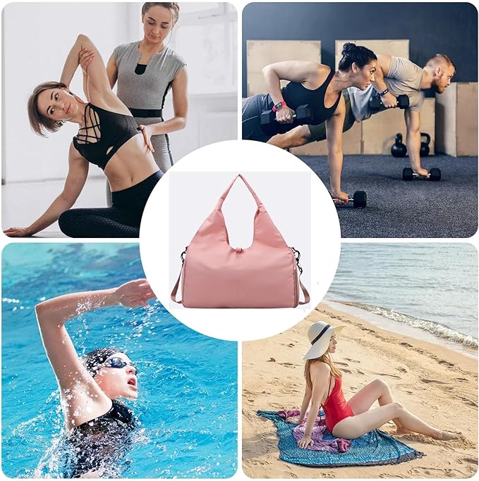 Gym Bag, Yoga Gym Bag for Women and Men, Carrying Workout Gear and Accessories, Shoe Compartment and Wet Dry Storage Pockets, Travel Duffle Bag Carry On Weekender Bag