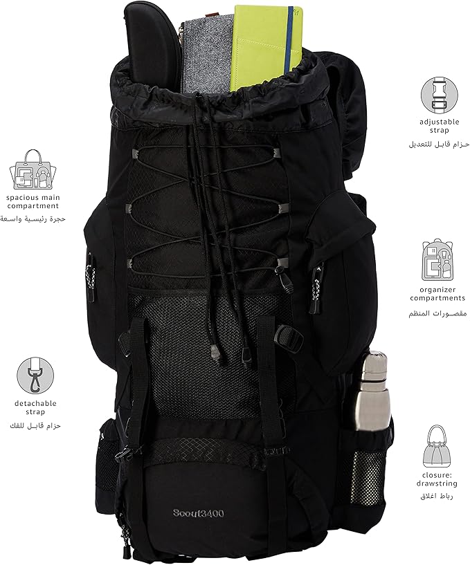 TETON 55L Scout Internal Frame Backpack for Hiking, Camping, Backpacking, Rain Cover Included