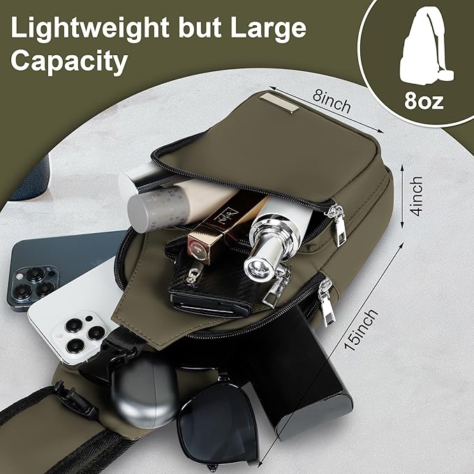 Sling Bag for Women Mens Crossbody Bag, Chest Bag Sling Backpack with USB Charging Port for Walking Hiking