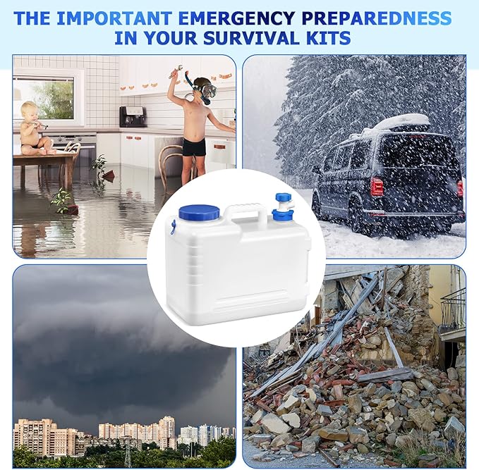 2 Pcs Portable Water Container with Spigot Water Storage Containers Camping Drinking Water Storage Jug for Outdoor Picnic Hiking Travel Car Driving Home Emergency Reservoir 4 Gallon/15L