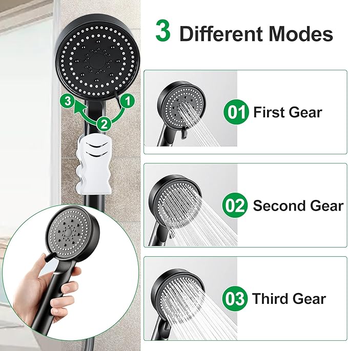 PChero Portable Camping Shower, Outdoor Electric Shower Pump with 5200mah USB Rechargeable Battery, Camping Shower Head Nozzle for Hiking, Traveling, Washing