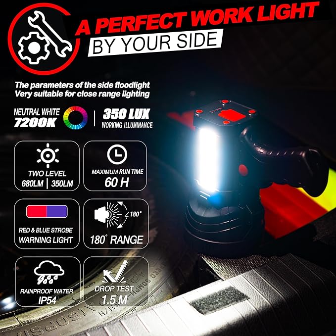 BIGSUN Rechargeable Spotlight, High Lumens 1000,000 LED Flashlight with Multi-Purpose Floodlamp, Built-in 10800mAh Battery Pack, Outdoor Handheld spot Light, for Farm, Hunting Camping, Car, Boat