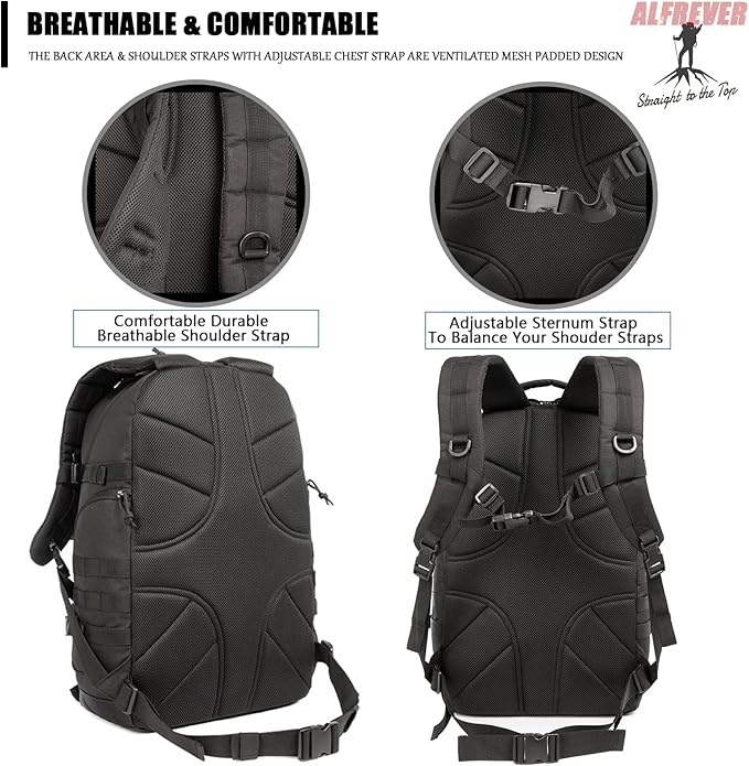 38L Military Tactical Backpack Men Assault Pack Bag|Army Backpacks|Large Camping Hiking Rucksack Daypack for Outdoor