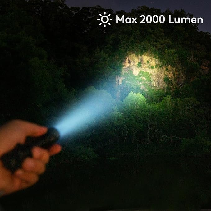 RovyVon GL7 G2 Flashlight 2000 Lumen Super Bright USB C Rechargeable Flashlights with Dual Switch,5 Modes,IPX8 Waterproof High Lumen Handheld Flashlights for Camping,Emergency