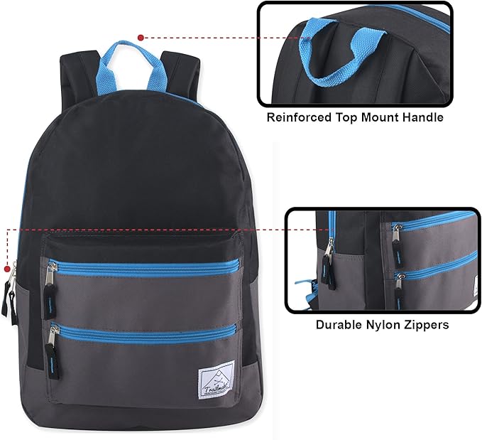 Trail maker Multi Pocket Multicolor Backpack with Adjustable Padded Straps