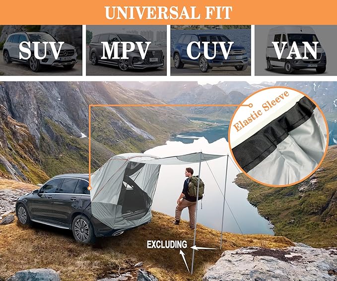 Hasika Canopy Tent Easy Set Up Sun Shade with Mesh Netting for Camping Road Trip Park Waterproof 3000MM UPF 50+ Gray