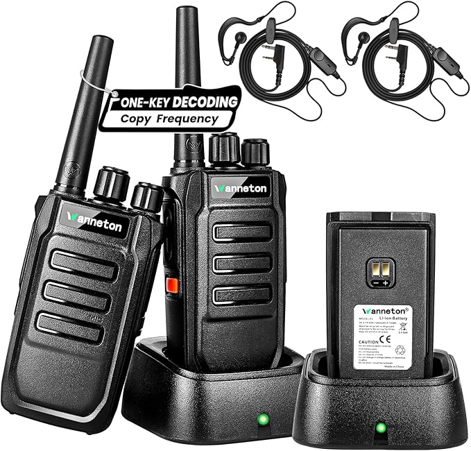 F1 GMRS walkie talkies for Adults Long Range,One-Key decoding Copy Frequency, Compatible with Most Portable Handle Two Way radios,16 CH, 205 Privacy Codes, VOX, Scan, programmable(2 Pack)