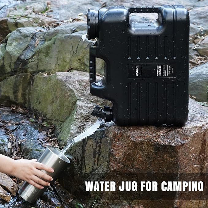 Camping Water Jug, Camping Water Container,4.76 Gallon BPA Free Water Storage with Spigot, Large Water Tank,Portable Emergency Water Storage for Camping,Car, Hiking, Hurricane Supplies.Black