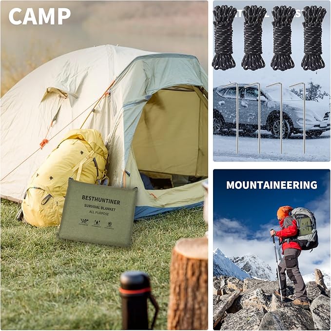 Heavy Duty Survival Blanket -Multifunctional Reflective Tarp Thermal Blanket - 60" x 83" Waterproof Sandproof for Camping Hiking Outdoors Multifunctional Emergency Blanket