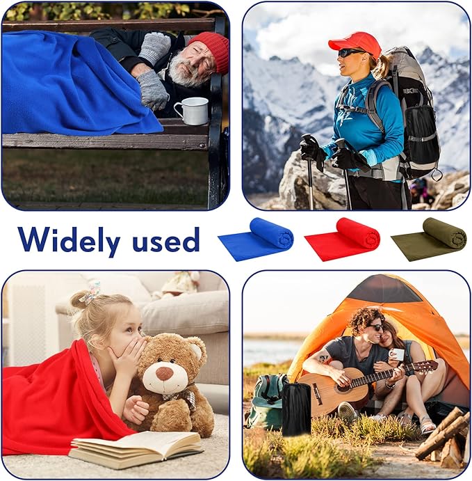 Mixweer 3 Pcs Fleece Sleeping Bag Liner for Adult Warm or Cold Weather 75" Adds 12 Degrees Fahrenheit More Warmth Zippered Camping Blanket Liner with Bag for Adult Travel
