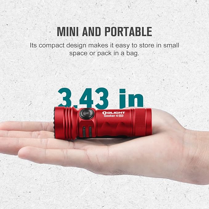 OLIGHT Seeker 4 Mini Rechargeable EDC Flashlight with 365nm UV Combo 1200 Lumens White Light, Portable Black Light for Outdoors, Cleanliness Detection and Emergency(Red)