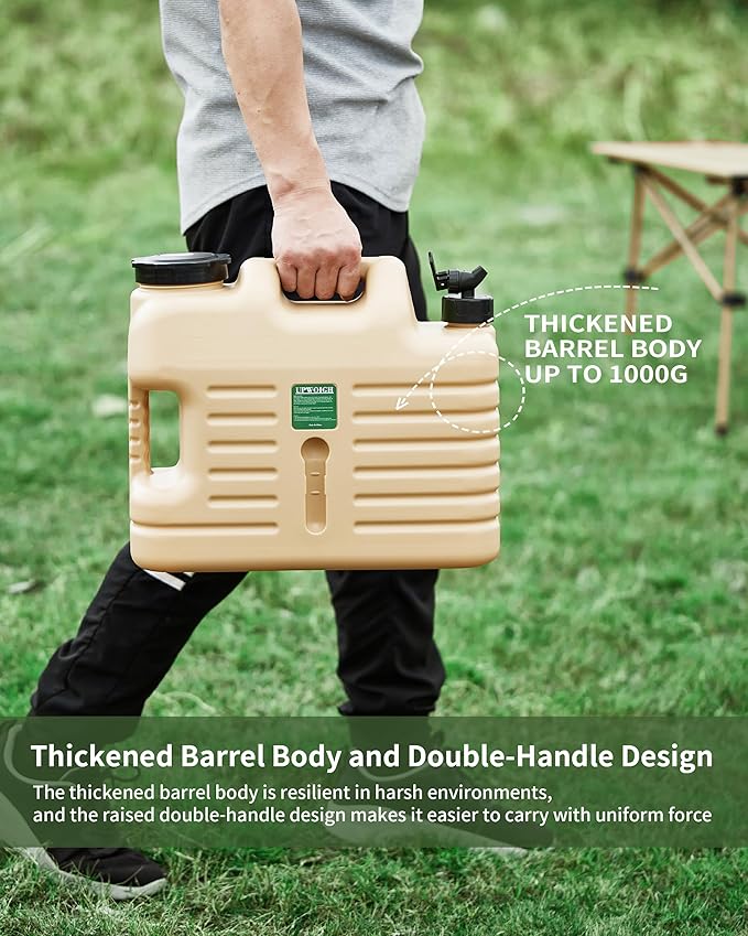 5 Gallon Water Jug and 2.6Gal Collapsible Water Bag Set of 2,BPA Free Thickened Water Storage Overlanding Gear Containers,Camping Essential Leak-Proof Warm Sand Portable Water Tank for Outdoors Hiking