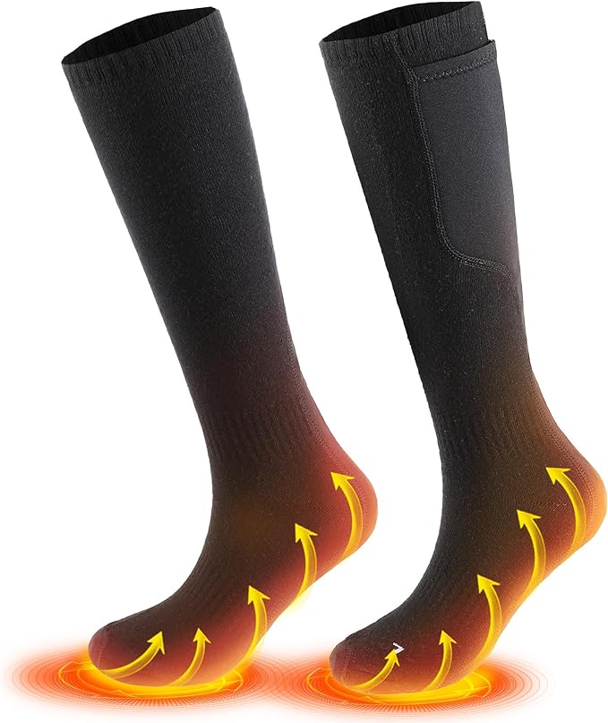 VANRORA Heated Socks for Men Women, 2023 Upgraded 4000mAh 8H Rechargeable Washable Electric Heating Socks Winter Warm Thermal Socks for Outdoor Working Hunting Skiing Camping Fishing Hiking