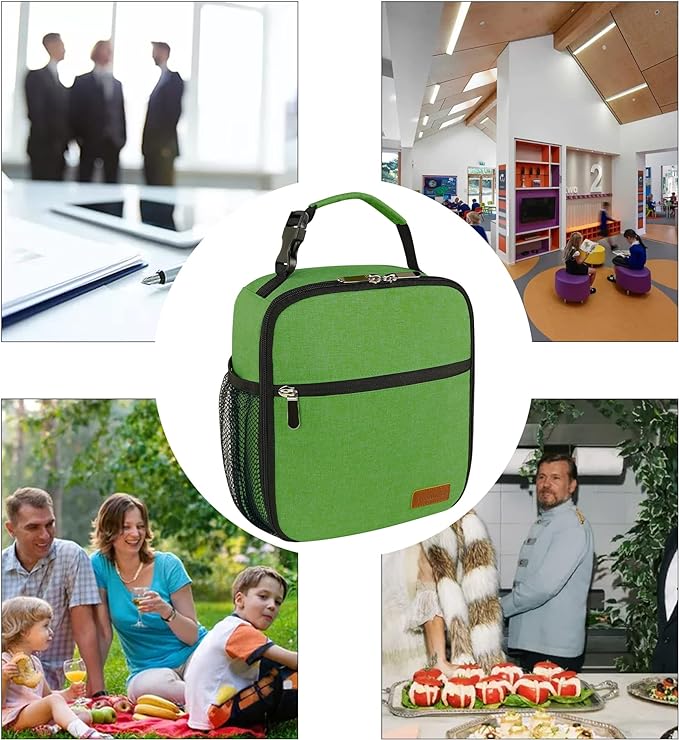 Femuar Lunch Box for Men Women Adults Small Lunch Bag for Office Work Picnic - Reusable Portable Lunchbox, Dark Green