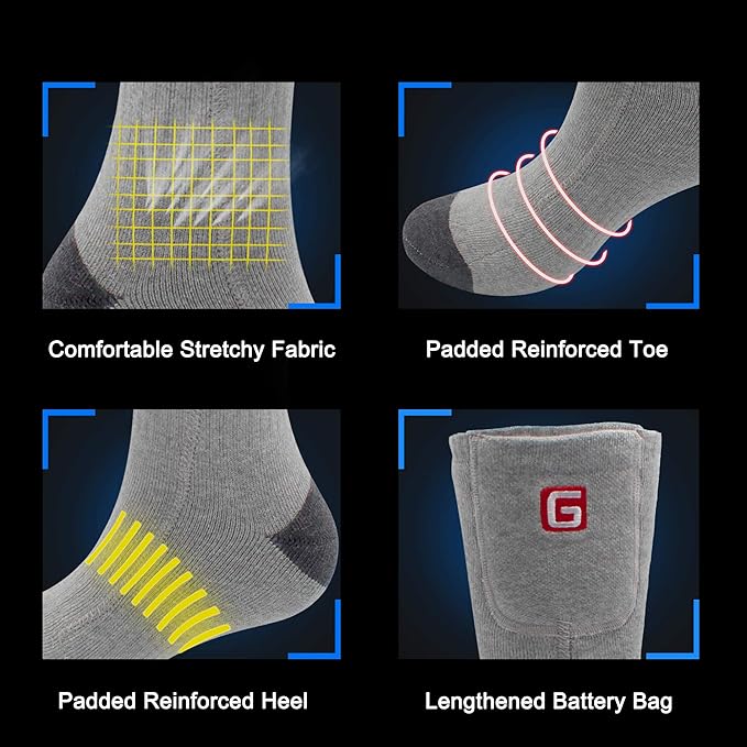 Heated Socks Rechargeable Electric Battery Heating Socks for Men Women with 3 Adjustable Heating Levels for Skiing Riding Hunting