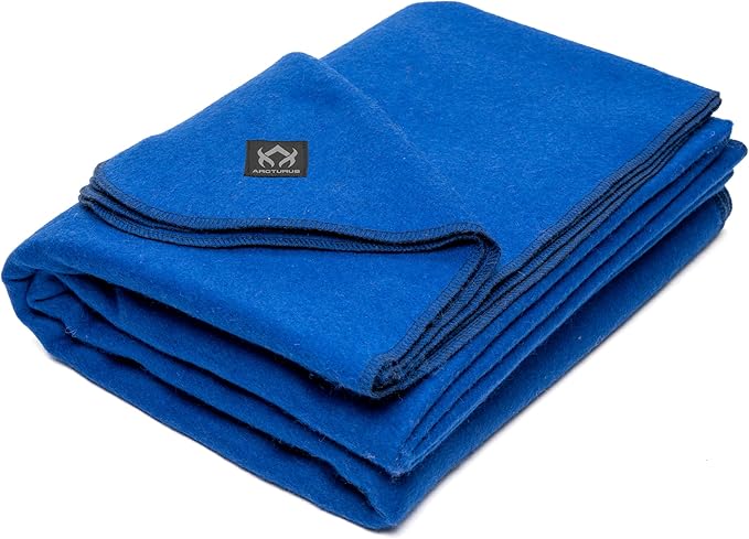 Arcturus Military Wool Blanket - Warm, Thick, Washable - Great for Outdoors, Camping, Stadium Blanket, Picnics, Travel - Car & Bushcraft Survival Kits, Large 64in x 88in 4.5 lb