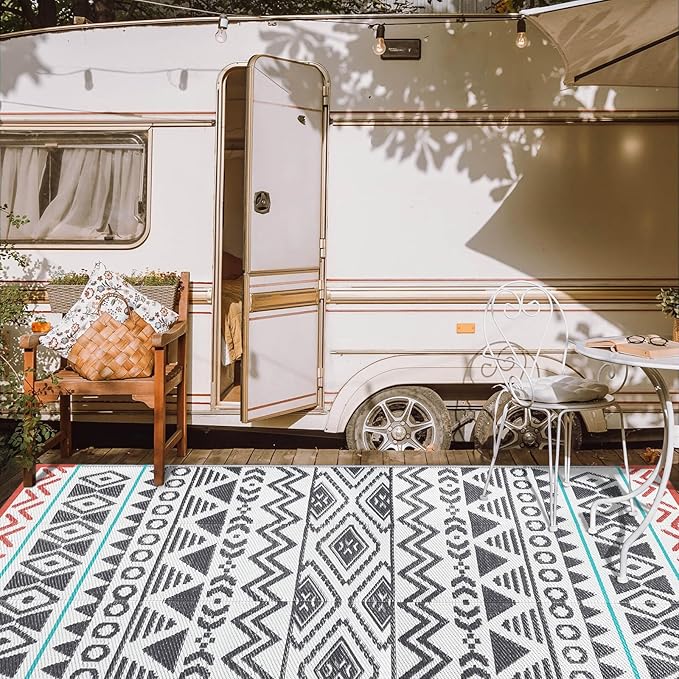 Outdoor Rugs Patio Camping Waterproof - 6x9 Plastic Straw Patio Rug Portable for Campers, Outside RVs Mat, Outdoor Area Carpet for Patios Clearance, Backyard Porch, Balcony, Picnic