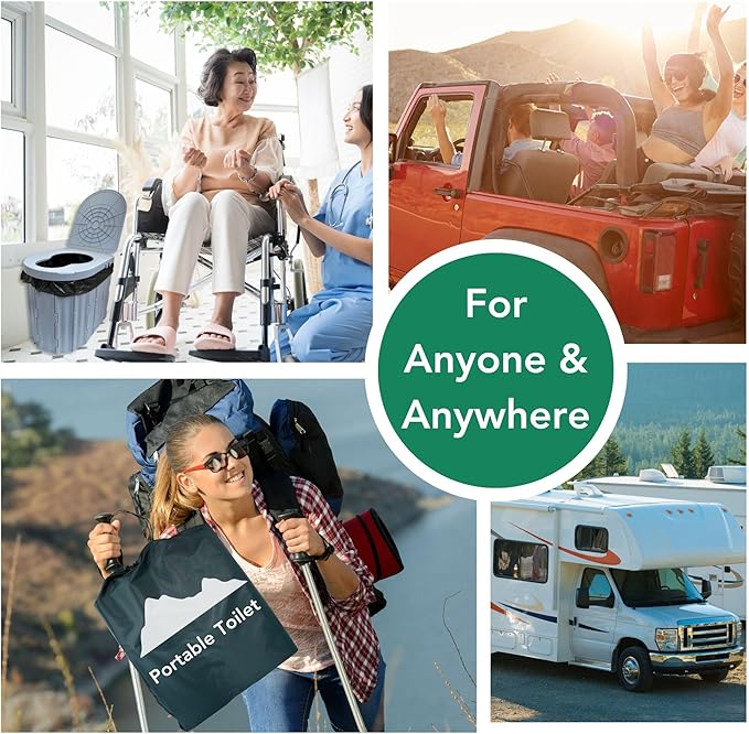 Portable Toilet for Camping- Large Size For Adults, Emergency Toilet for Car, Foldable Portable Potty with Lid, Camping Toilets, Porta Potty for Adults