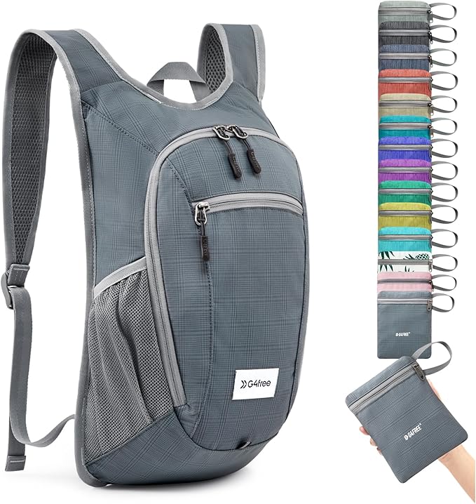 G4Free 10L/15L Hiking Backpack Lightweight Packable Hiking Daypack Small Travel Outdoor Foldable Shoulder Bag(Dark Grey)
