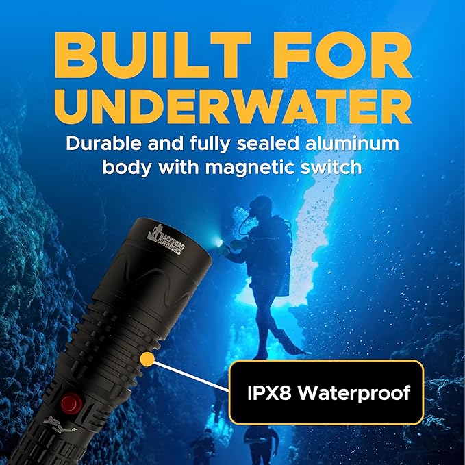 2000 Lumen Rechargeble Diving Flashlight 3 Modes
