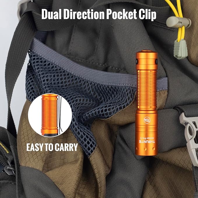 ThruNite Archer Pro S LED EDC Flashlight, Customized Edition with 704 Tactical, 1459 High Lumens Tail Switch, USB C Rechargeable Pocket Penlight for Camping, Outdoor and Indoor - Orange Cool White