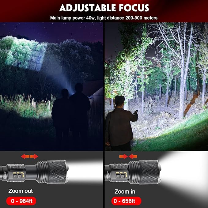 LED Torch High Lumen, Powerful 8000 Lumen Super Bright Torch with USB Cable, Multifunctional Promise Dimming Zoomable Waterproof Tactical Torch for Hunting, Fishing Outdoor Camping
